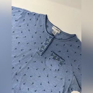 Of The Moment Womens Blue Floral Button Shirt Top Blouse Size Large Clean GHL5.